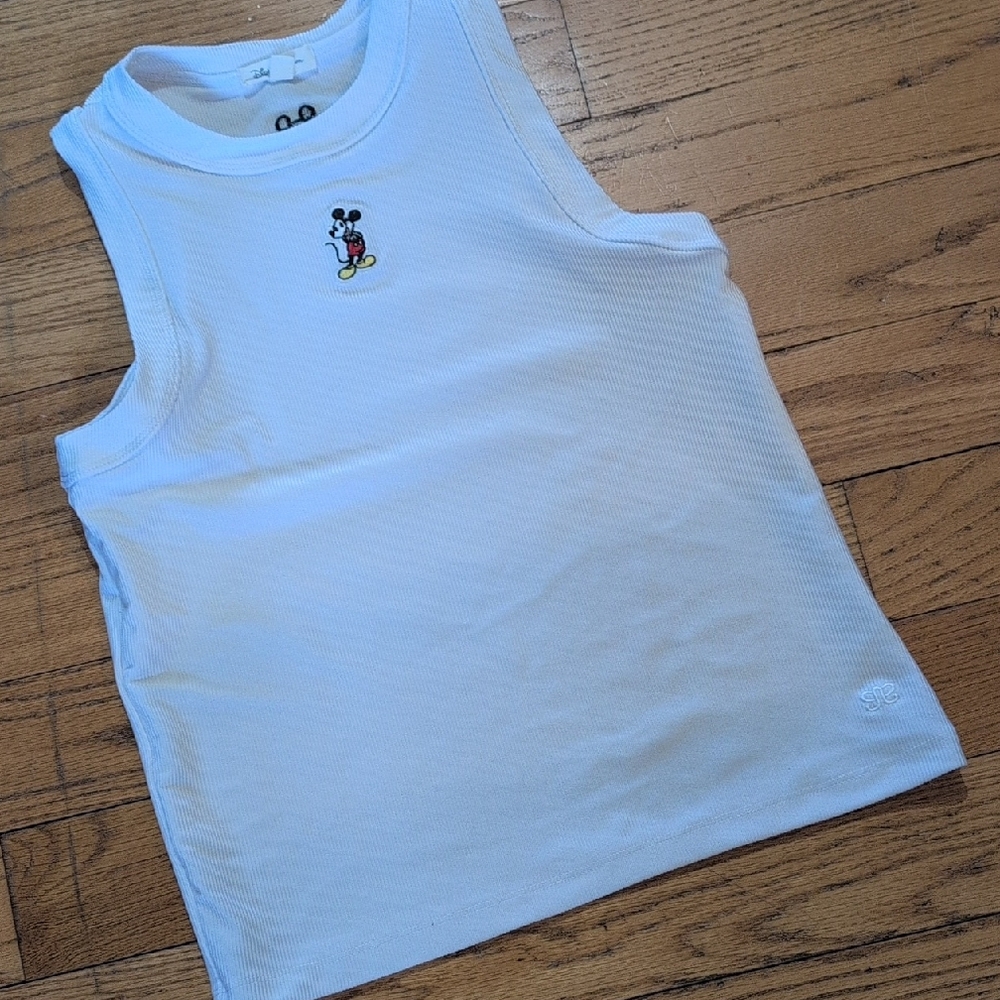 Disney White Tank Top with Embroidered Character